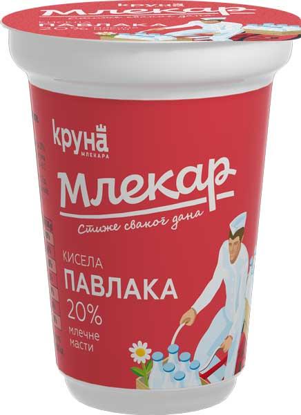 Mlekar kisela pavlaka 20% mm 180g čaša