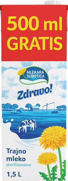 Zdravo UHT mleko 2% 1l + 500 ml gratis